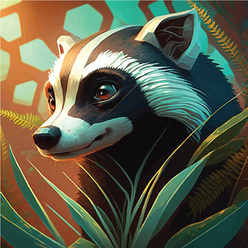 artistic fantasy Badger character, legend, fairy, cartoon, miracle, comic, magic
