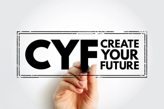 CYF - Create Your Future acronym text stamp, business concept background