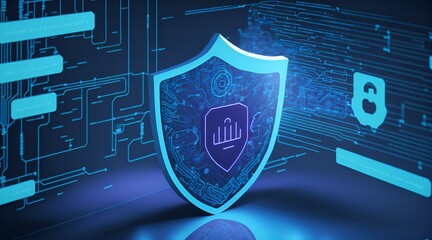 Cyber-Shield and security concept. Cybersecurity.