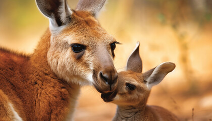 Fototapeta premium Small deer grazing in meadow at sunset generated by AI