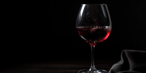 Naklejka na ściany i meble AI Generated. AI generative. Close macro photo mock up of glass wine red. Romantic luxury vibe. Graphic Art