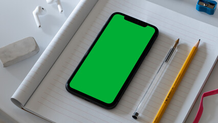A Green Screen Smartphone on Notebook