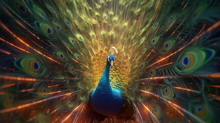 Obraz premium Pfau mit farbenfrohen Federkleid