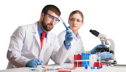 Young biology scientists making test or research in clinical laboratory