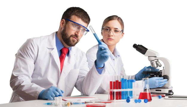 Young biology scientists making test or research in clinical laboratory