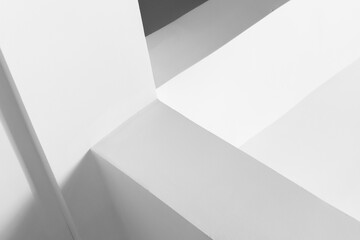 Abstract minimal architecture background, white design elements