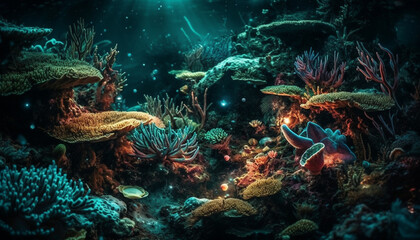 Fototapeta na wymiar fish swim through vibrant coral reef generated by AI
