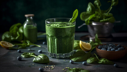 Fresh organic fruit and vegetable smoothie bowl generated by AI
