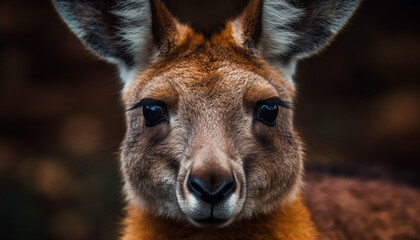 Fototapeta premium Fluffy rabbit ear in close up portrait generated by AI