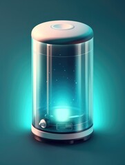 A water heater icon with translucent glass isometric view. Generative AI