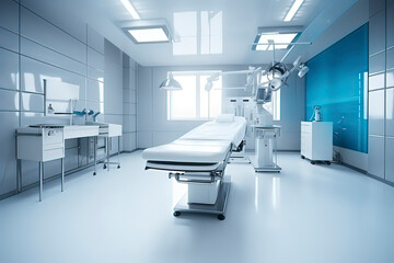 Fototapeta na wymiar Bright modern operating room. AI technology generated image