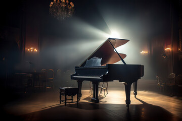 The piano at the concert. AI technology generated image