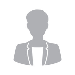 ジャケットを着た男性シルエットイラスト　ビジネス上半身シルエット　グレー