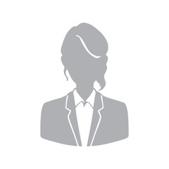 スーツ姿の女性シルエットイラスト　ビジネス上半身グレー