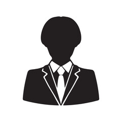 スーツ姿の男性シルエットイラスト　ビジネス上半身　黒