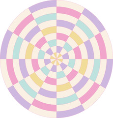 Danish pastel checkered circle design. Trendy circles abstract geometric shape. Y2K aesthetic. Vector illustration.