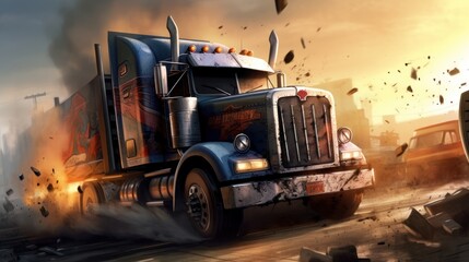 Racing Truck Game Art Wallpaper Background