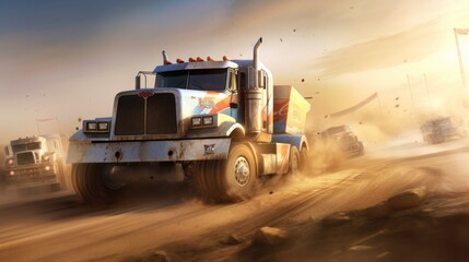 Fototapeta na wymiar Racing Truck Game Art Wallpaper Background