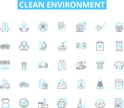 Clean environment linear icons set. Sustainability, Recycling, Conservation, Greenery, Pollution, Hygiene, Composting line vector and concept signs. Eco-friendly,Reusable,Freshness Generative AI