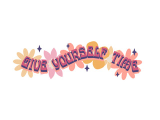 Funny rude lettering text in retro 70s groovy aesthetic style. Fun decoration sign, poster print or greeting card concept.