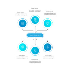 Minimal design infographic template vector. Timeline with six step concept. Vector illustration suitable for presentation.