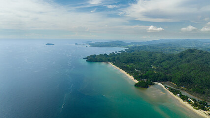 Fototapeta na wymiar Aerial drone of Tropical island and beautiful beach. Negros, Philippines.