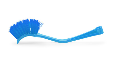 Blue plastic brush on white background