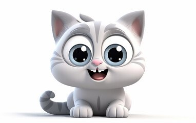 Fototapeta na wymiar Illustration of a cartoon kitten with emotion. Generative AI
