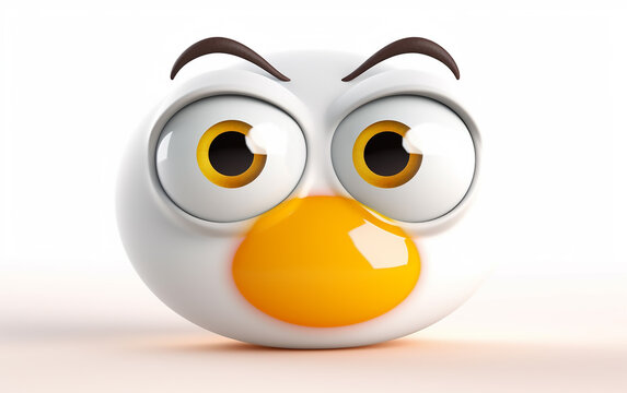 Illustration of a cartoon fried egg with emotion. An egg character with expressive eyes, bringing a dash of humor to the breakfast table.