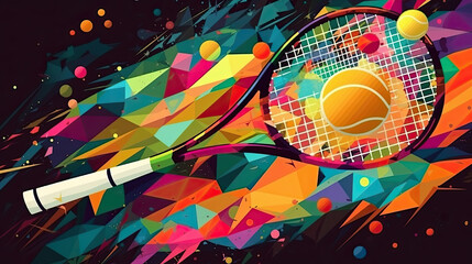 colorful abstract tennis game concept. Generative AI