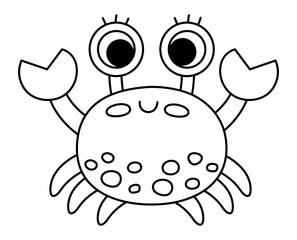 Vector black and white crab icon. Under the sea line illustration with cute funny ocean animal. Cartoon underwater or marine clipart or coloring page for children. © Lexi Claus