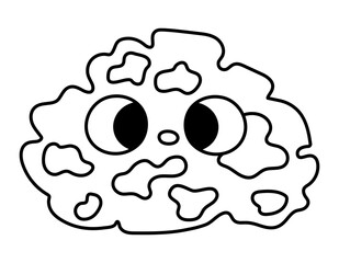Vector black and white sea sponge icon. Under the sea line illustration with cute funny fish. Ocean animal clipart. Cartoon underwater or marine clip art or coloring page for children.