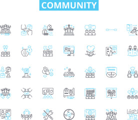 Community linear icons set. Inclusion, Diversity, Support, Connection, Collaboration, Belonging, Engagement line vector and concept signs. Unity,Empathy,Equality outline illustrations Generative AI