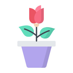 Rose Plant Flat Icon