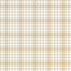Houndstooth, classic plaid seamless pattern with golden strips on light grey