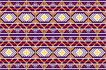 Geometric ethnic pattern traditional Design for background,carpet,wallpaper,clothing,wrapping,Batik,fabric,Vector illustration embroidery style.