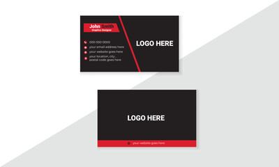 Simple & Modern Business Card Design Template with black & red combination 