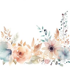 Floral Border Watercolor Illustration - Botanical Art, Watercolor Painting - Invitation Cards, Scrapbooking, Posters - Generative AI