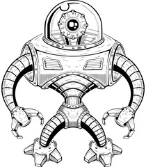 Robot Character Freehand Drawing