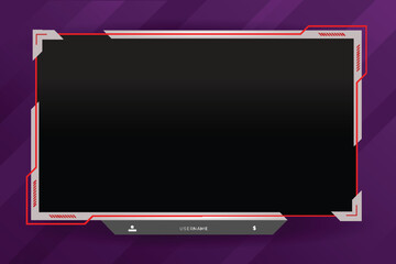 Game stream frames or panels. Futuristic frames for live gaming streamers. Twitch stream panel overlay template. Digital streaming screen interface	