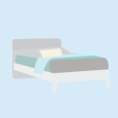  Abstract Bed for one person is comfortable and with pillows.  Furniture for the bedroom. Vector illustration design.