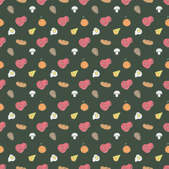 Seamless food background. Drawing food pattern