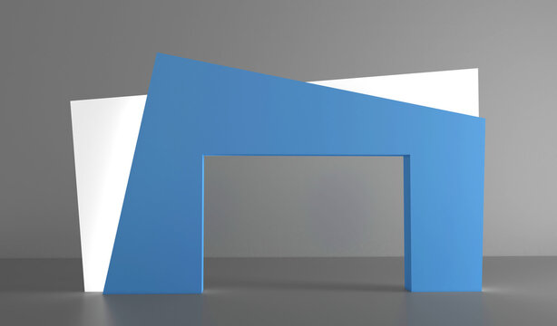Exhibition stand Gate entrance 3D illustration with for mock up event display, arch design. 3d rendering.