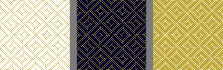 Vector geometric seamless pattern in art deco style, made of rectangular shapes arranged in a herringbone pattern to create an optical illusion. Monochrome graphic element.