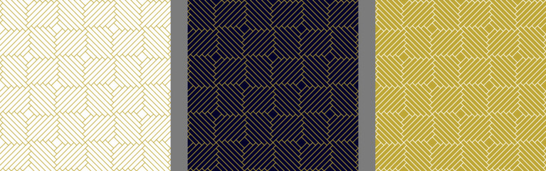 Vector geometric seamless pattern in art deco style, made of rectangular shapes arranged in a herringbone pattern to create an optical illusion. Monochrome graphic element.
