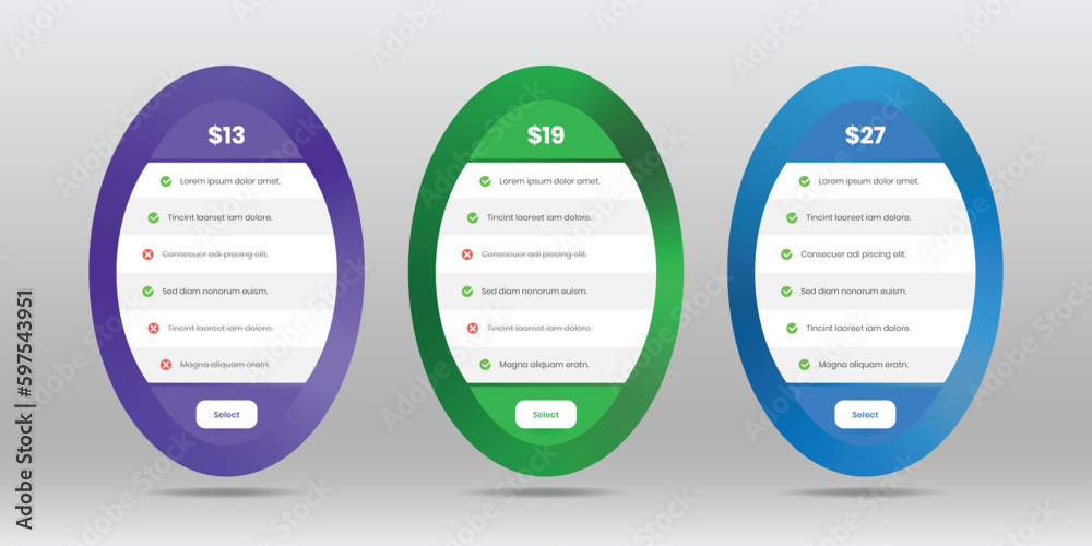 Wall mural minimal pricing table design with abstract oval shape and spots gradient