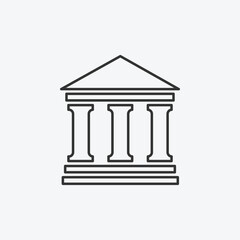 Bank building icon, finance symbol vector illustration for web and mobil app on grey background