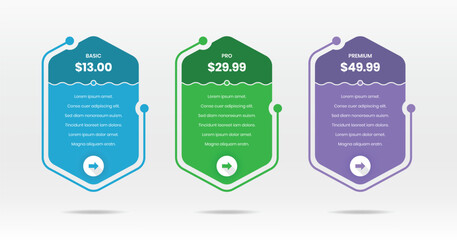 Simple price and plan comparison list with abstract shapes