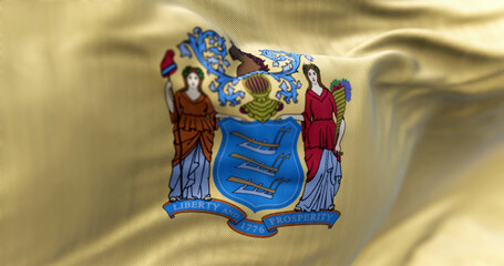 Close-up of the New Jersey state flag