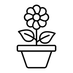 Flower Pot Thin Line Icon